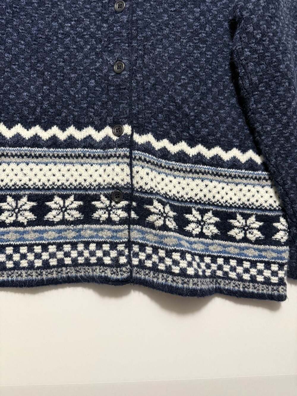 Maraccio Vintage 90s Blue Pattern Cardigan Sweater Size L - Picture 4 of 5